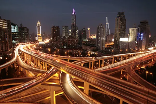 Shanghai's Roadways And Skyline Are Lit Up At Night