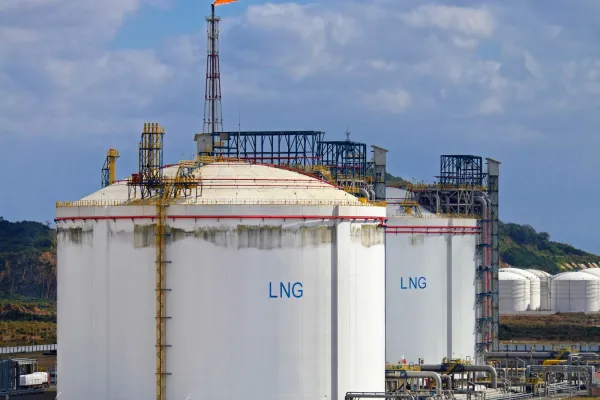 LNG storage tanks at regasification terminal