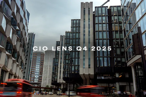 CIO LENS Q4 2025 written over a city street with modern glass buildings
