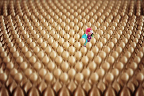 a lone figure in a crowd, hiding in plain sight