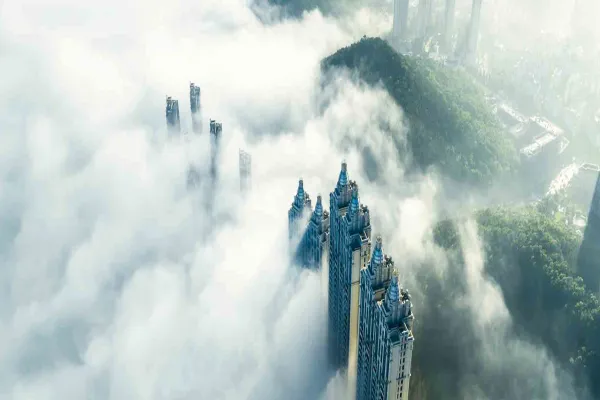 Buildings in the clouds