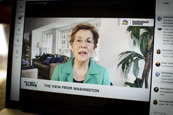 Elizabeth Warren at the Delivering Alpha virtual conference. (II photo)