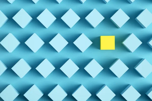 Individuality, uniqueness, difference, leadership and standing out from the crowd concepts.