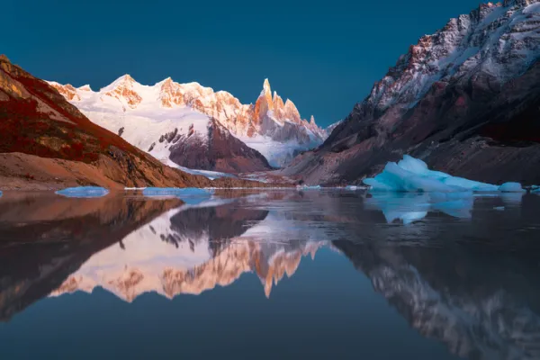 Cerro Torre reflecting in Laguna Torre, Patagonia Argentina