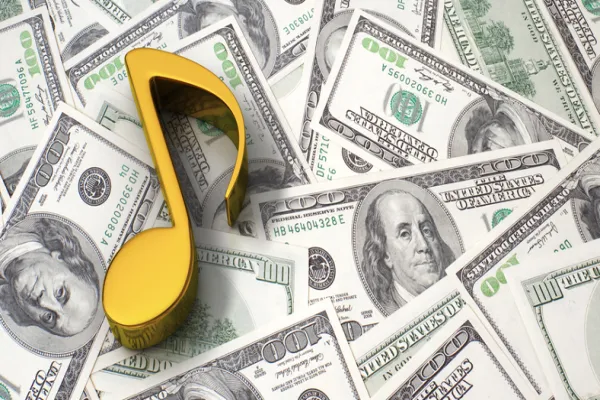 Music note on the dollar background