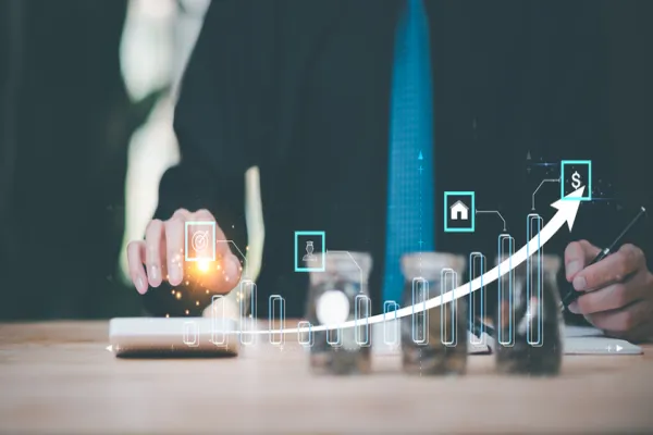 financial concept and saving money,investment savings,Planning savings for future,retirement fund ,financial preparation ,future risk management ,finance accounting ,Money Growth and Dividend Interest