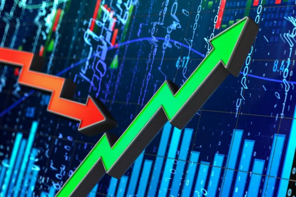 Financial Trading Concept with Green and Red Up Down Arrows