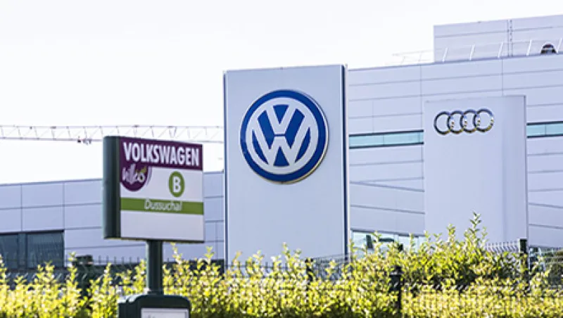 Volkswagen AG Automobiles Await Shipping At A Distribution Logistics Park As German Prosecutor Opens Emissions Probe Into Former CEO