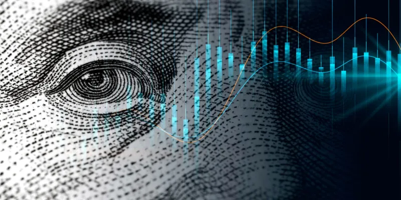 Cash dollar bill and design with waves and bars background