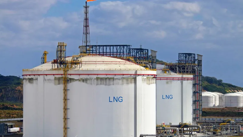 LNG storage tanks at regasification terminal