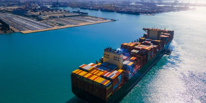 Aerial view of a cargo ship