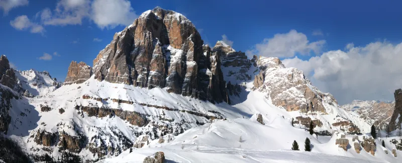 Beautiful winter landscape in the Cortina d'Ampezzo Dolomites