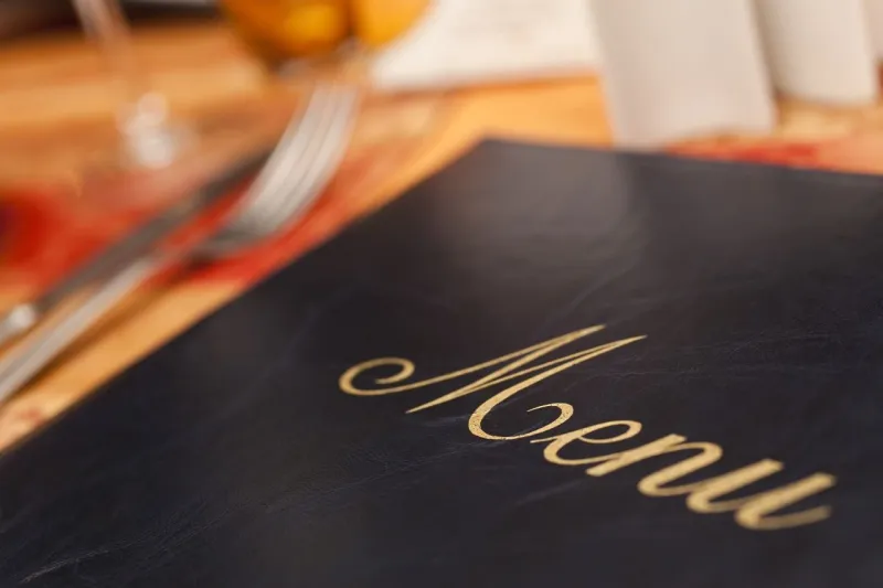 Menu on a restaurant table 