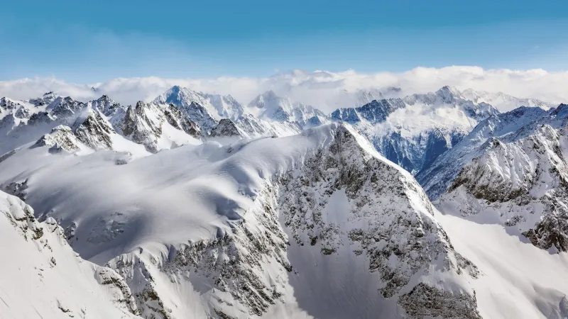 Snow capped mountains