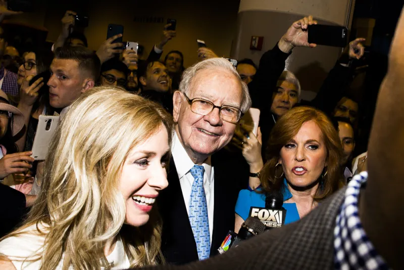Warren Buffett at the Berkshire Hathaway annual meeting in 2018. (David Williams/Bloomberg)