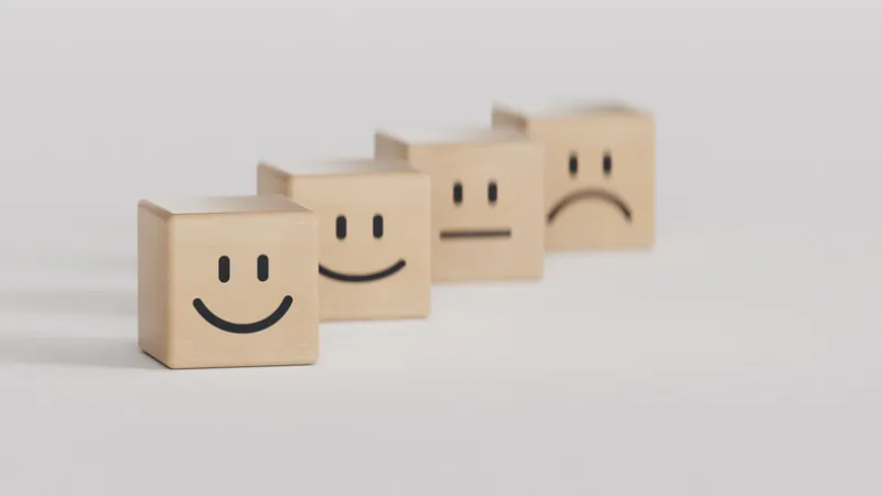 Customer service and Satisfaction concept ,Business people are touching the virtual screen on the happy Smiley face icon to give satisfaction in service. rating very impressed