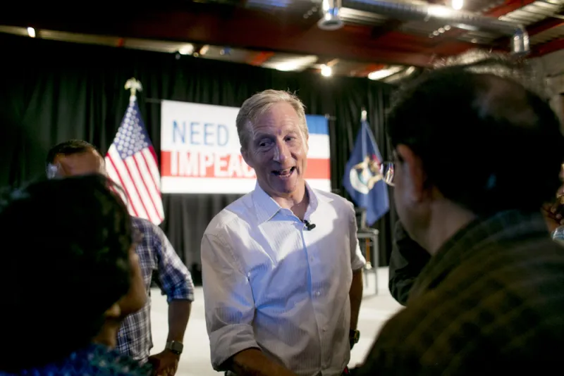 Tom Steyer, speaks to attendees during a "Need To Impeach" event in Detroit, Michigan, U.S., on Monday, Aug. 13, 2018. (Anthony Lanzilote/Bloomberg)  