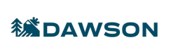 Dawson logo with stylized snowflake design and blue text